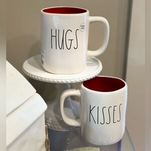 NEW Rae Dunn Hugs Kisses Double Sided Red Intetior Coffee Mug